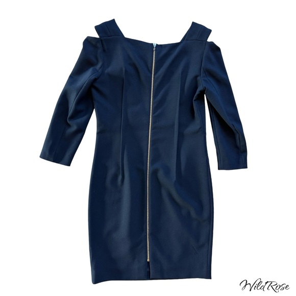 ROLAND MOURET BLACK CUT OUT LONG SLEEVE MINI DRESS SZ 10 - Picture 6 of 11